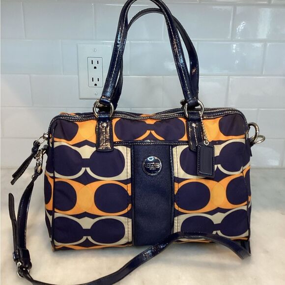 Coach Signature Nylon Linear Stripe Convertible Shoulder Bag - Picture 1 of 16